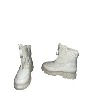 VIAPIPA White Snow Boots Women Size 9 Winter Puffer Zip Chunky Sole